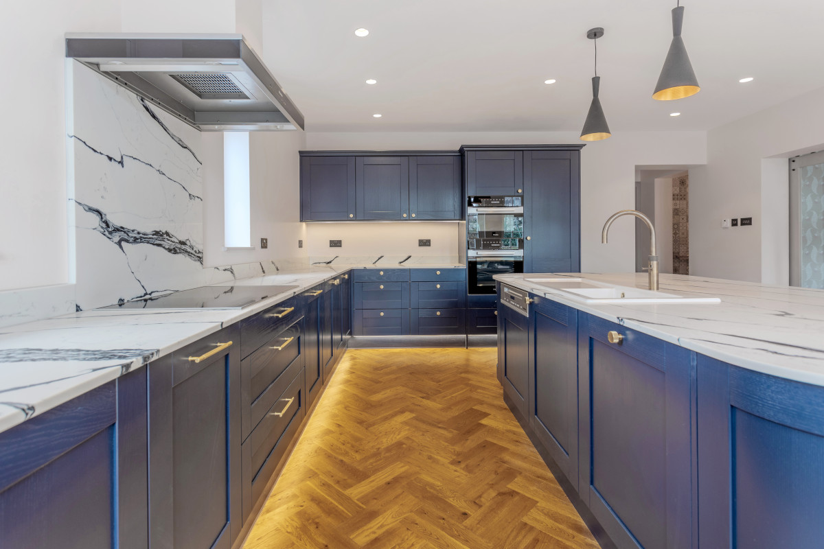 New kitchen with wooden flooring