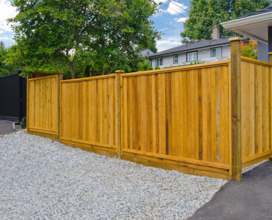 Wooden fencing outside a house